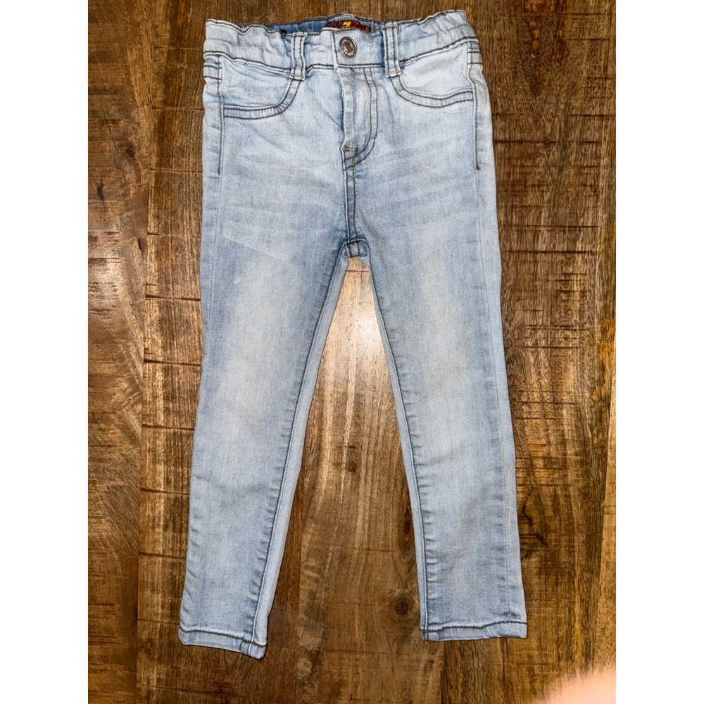 7 For All Mankind Kids Light Wash Skinny Jeans Adjustable Waist 3T